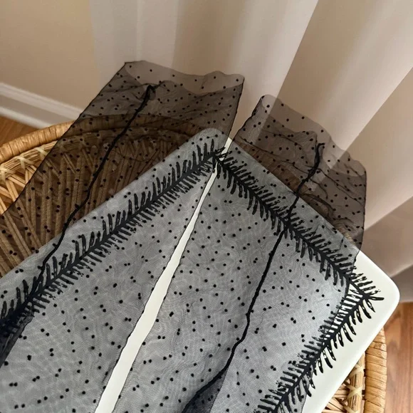 Black Mesh Sheer Polka Dot High Calf Socks - Picture 3 of 5